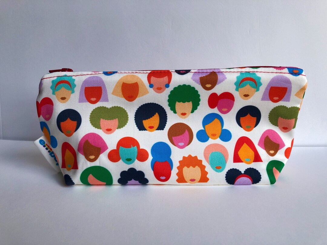 Rainbow Women Makeup Bag, Women Feminist Cosmetics Bag, Organic Cotton