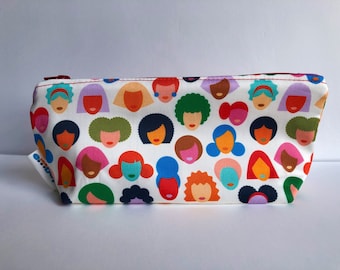 Rainbow Women Makeup Bag, Women Feminist Cosmetics Bag, Organic Cotton Makeup Bag, Sustainable Makeup Bag, Gift for Women