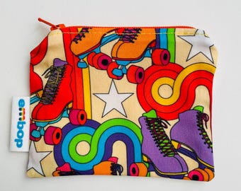 Rainbow Roller Skate Coin Purse: Organic Cotton Retro Pouch