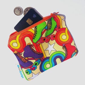 Rainbow Roller Skate Coin Purse: Organic Cotton Retro Pouch