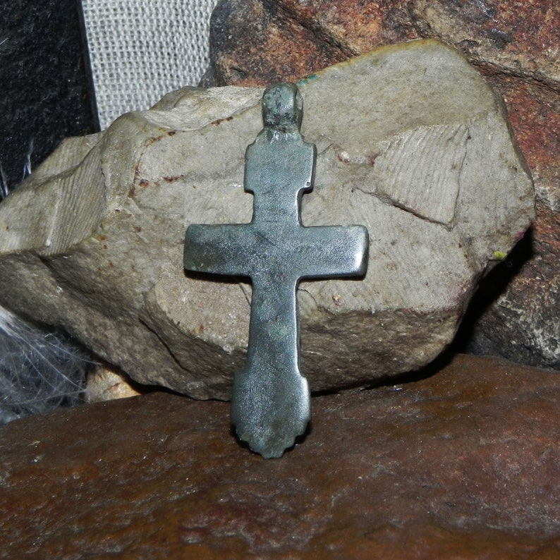 unique antique cross in a beautiful gray patina. Medieval Orthodox cross Cross of the XVI-XVIl century