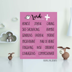 Litany of Saints/Virtues for Girls Printable 14 in x 11 in