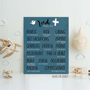 Litany of Saints/Virtues for Boys Printable 14 in x 11 in