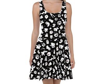 Ghost party black white Skater Dress