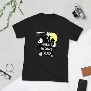 Haunt scare boo Halloween Short-Sleeve Unisex T-Shirt crew neck