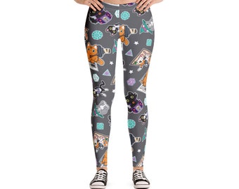 Tabletop tabby Dice cats DND grey  Leggings dungeons and dragons D20 cozy woman
