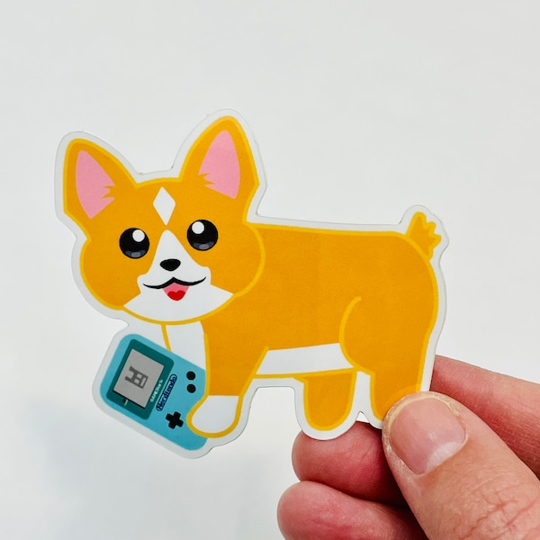 gamer corgi Vinyl sticker water proof