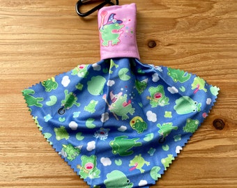 Frog Print Microfiber Pouch Keychain with Carabiner