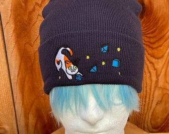 calico cat dice dnd board game Cuffed knit Beanie