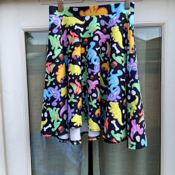 Purple 90s Neon Dinosaurs - Womens Dinosaur Skirt