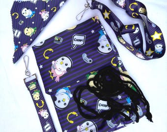 Budgie Bird Gamer Bundle, Drawstring Bag, Lanyard, Key Fob & Cleaning Cloth