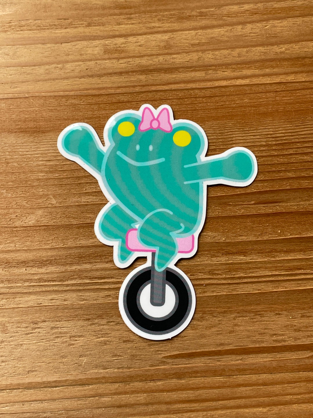 Unicycle Frog Green Meme Sticker Vinyl Decal Etsy
