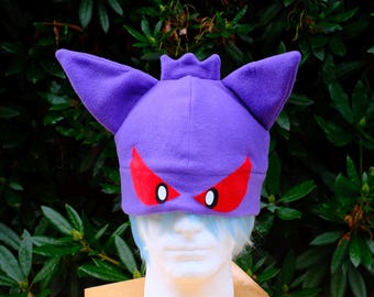Ghost  type monster purple  winter cozy handmade animal fleece hat