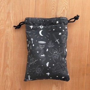 Gothic black spooky witchy  Dice bag dnd fleece lined