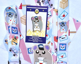 Postal Hamsters Bundle: Lanyard, Key Fob, Pin, Sticker, Cloth