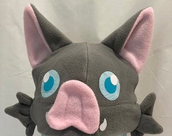 Grey Boar animal  fleece warm cozy handmade hat anime geek nerd fandom