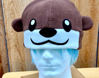 Handmade Fleece Otter Hat, Cozy Animal Winter Cap