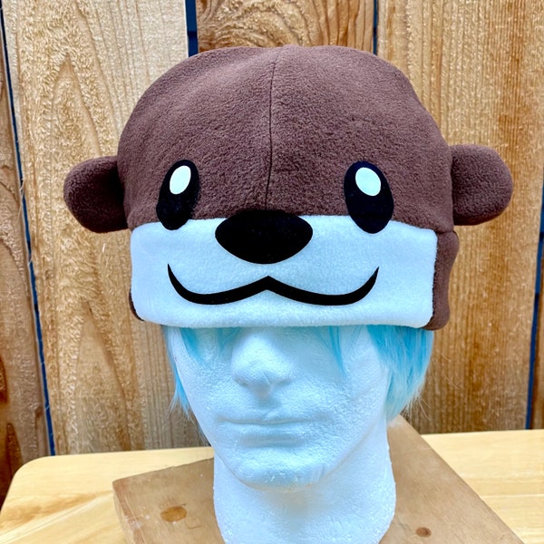 Handmade Fleece Otter Hat, Cozy Animal Winter Cap