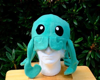 Green Chulhu monster warm cozy winter handmade animal fleece hat