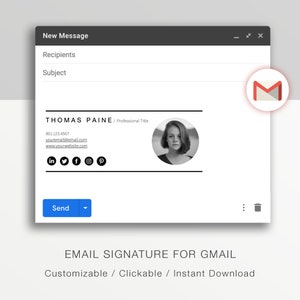 Gmail Email Signature Template. A modern email signature | Etsy