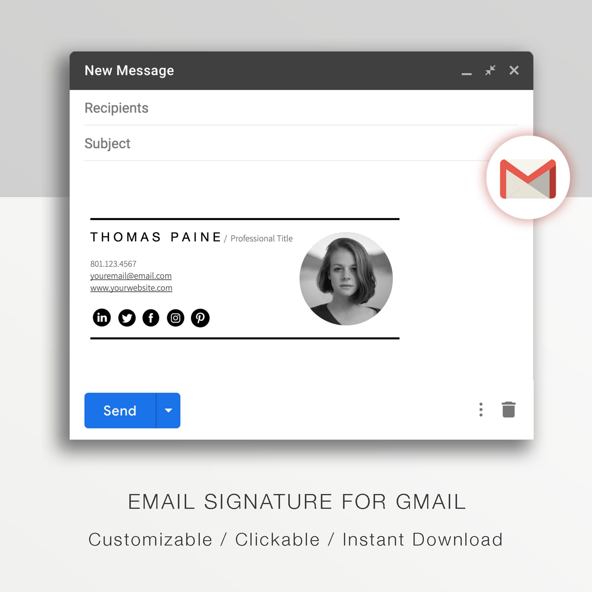 Gmail Email Signature Template A Modern Email Signature Etsy UK