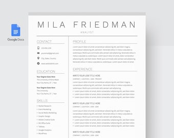 Google Docs Resume Template Etsy