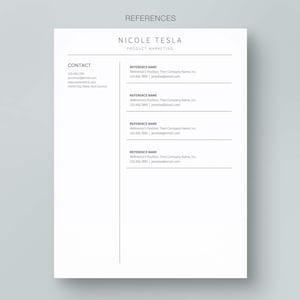 The references page template for Google Docs. It separates the information with lines.