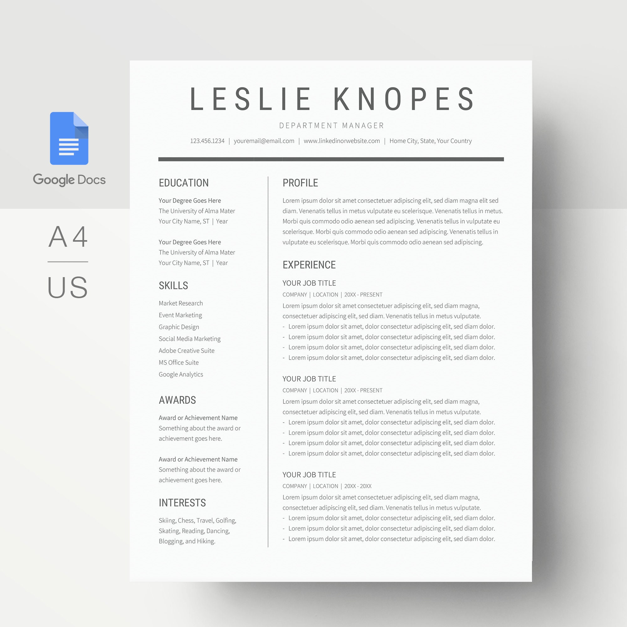 resume templates for google