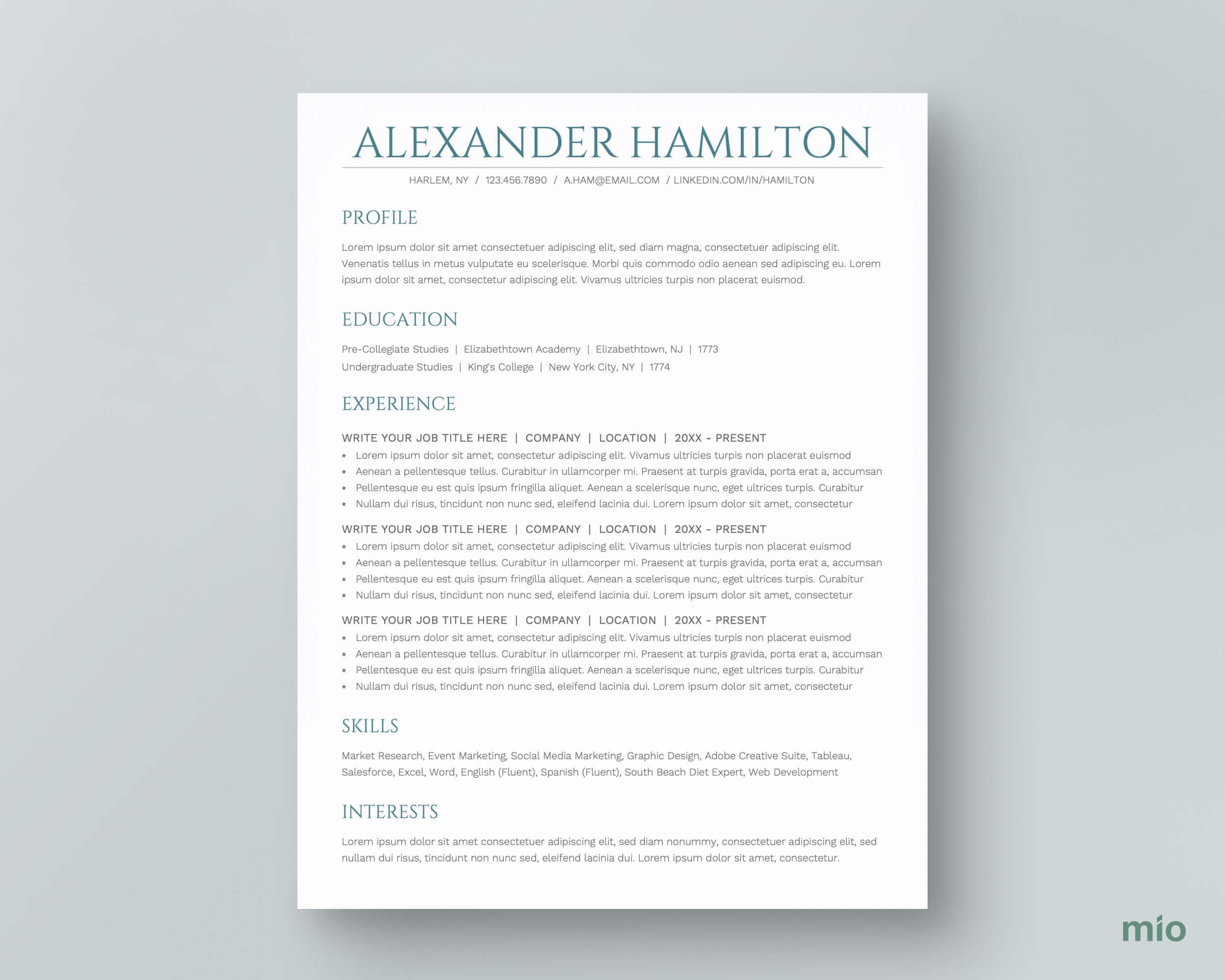 Simple Resume Template Google Docs: CV Design (A4 & US Letter) - Etsy