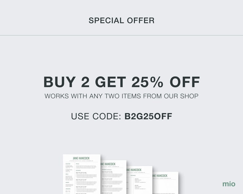 以下が含まれることがあります： 2点購入で全商品25%オフ。コードB2G25OFFをご利用ください。画像は、ジェーン・ハンコックという名前の履歴書のモックアップです。