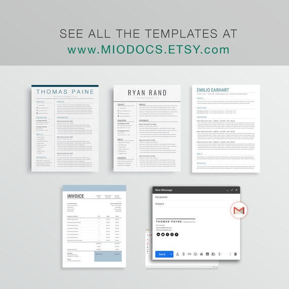 Google Docs Resume Template Simple Resume Template Google Etsy