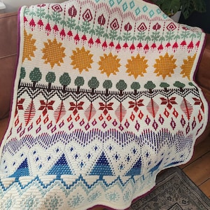 The Four Seasons - Overlay Mosaic Crochet PATTERN - Digital Download in ENGLISH ONLY. Please check &#39;item details&#39; for pattern information.