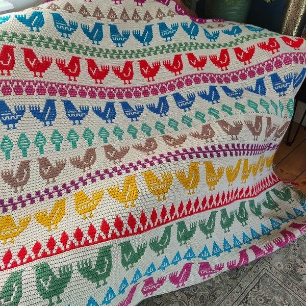 Scandi Birds - Overlay Mosaic Crochet PATTERN - Digital Download in ENGLISH ONLY. Please check 'item details' for pattern information.