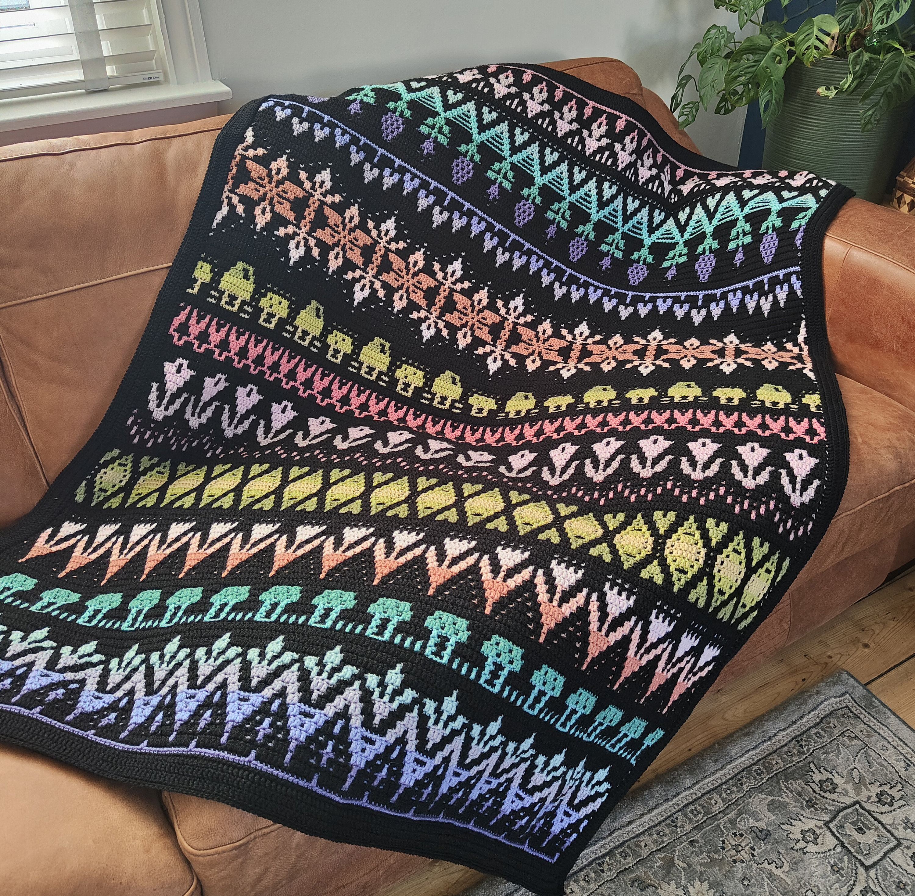 Square Away. Overlay mosaic crochet pattern