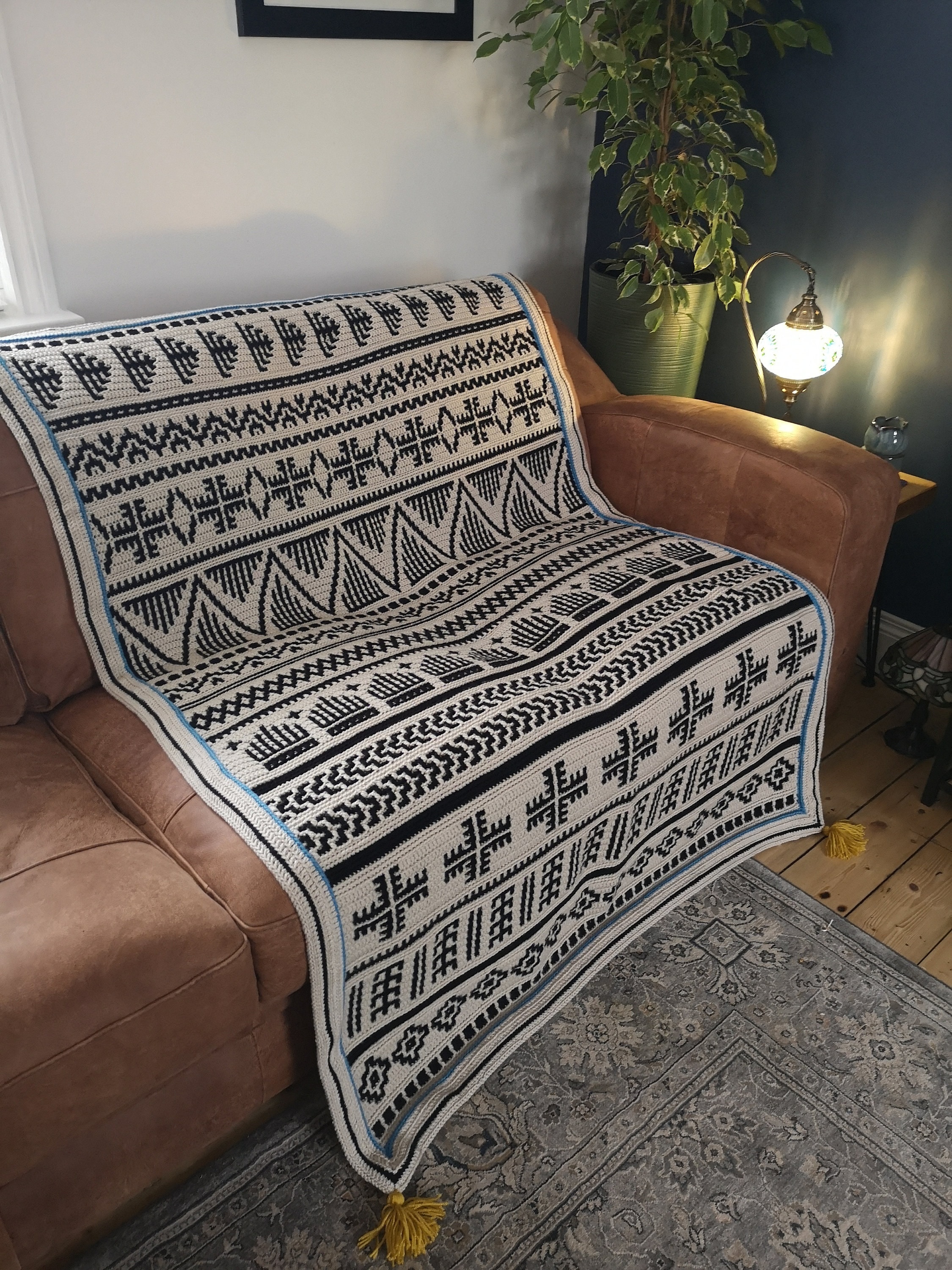 Berber Afghan - Overlay Mosaic Crochet PATTERN - Digital Download in ENGLISH ONLY