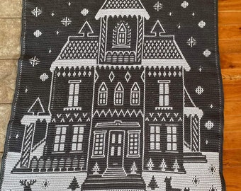 Home for Christmas - Overlay Mosaic Crochet PATTERN - Digital Download in ENGLISH ONLY. Please check 'item details' for pattern information.