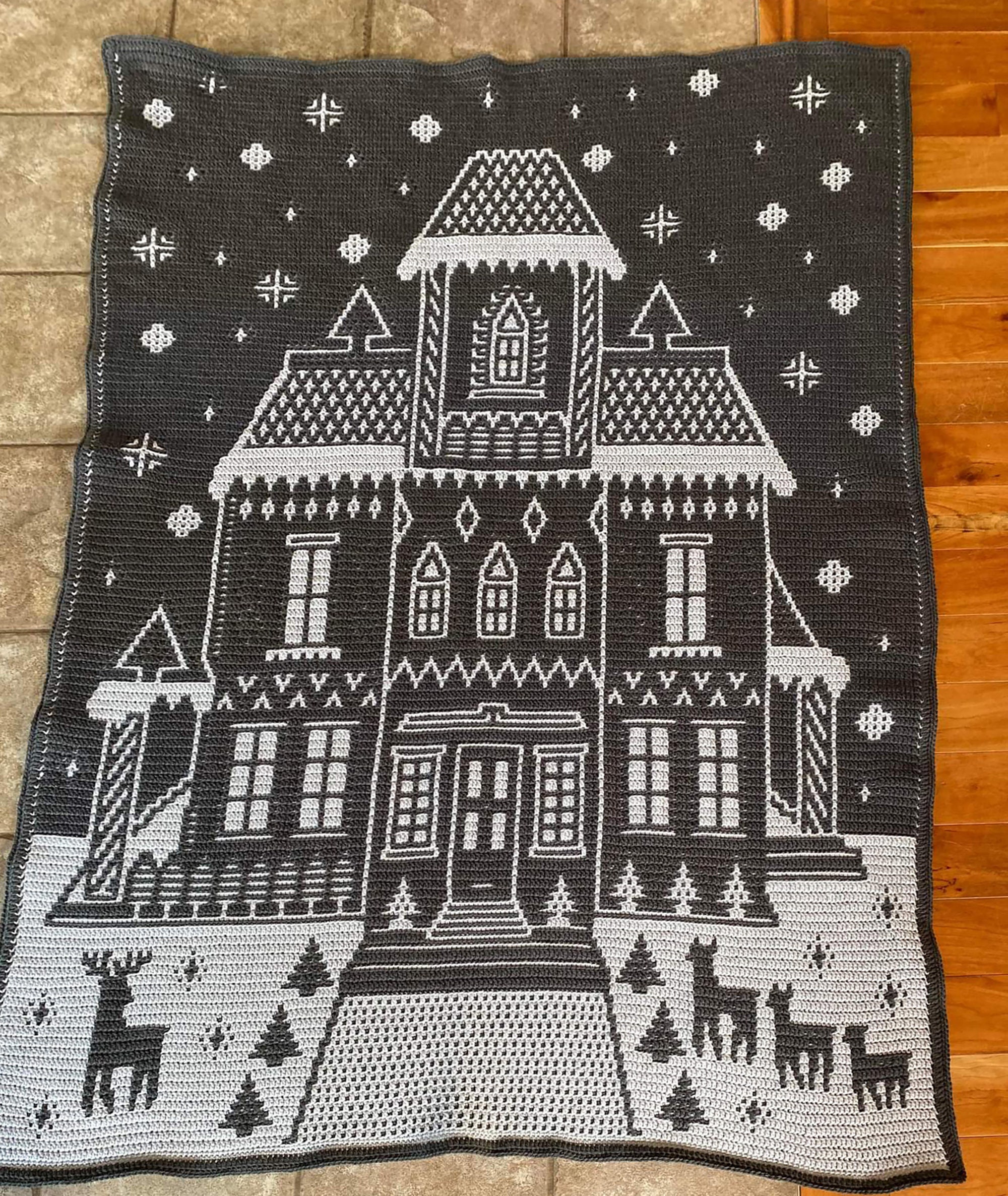 Home for Christmas - Overlay Mosaic Crochet PATTERN - Digital