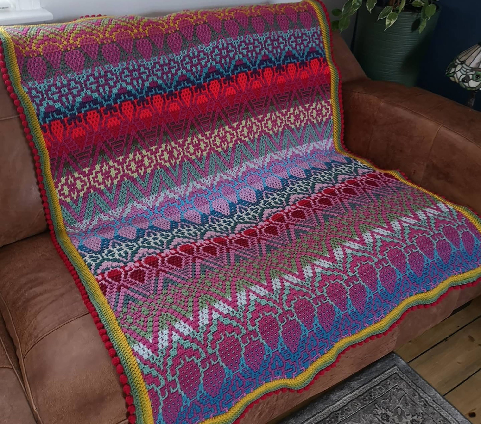 A Very Rainbow Blanket in mosaic crochet using the Scheepjes color pack : r/ crochet