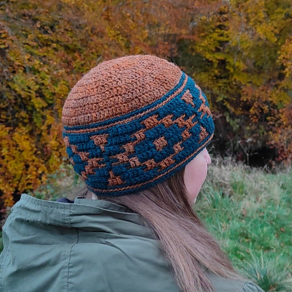 Daunder Mosaic Beanie and Cowl - Overlay Mosaic Crochet PATTERN ONLY  - English Digital Download