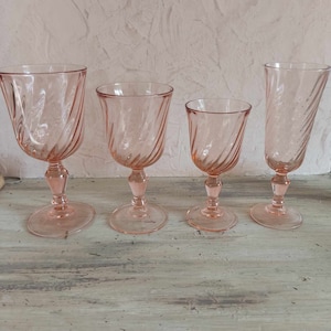 Rosaline Pink Swirl Glasses by Luminarc, French wine glasses, price is per tumbler
