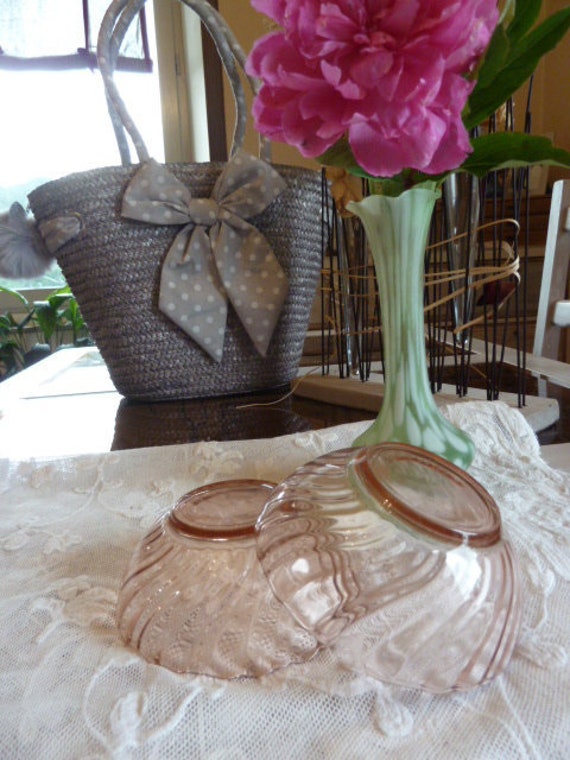 2 X Français Rose Set de Bols Tourbillonnant Arcoroc Luminarc Rosaline Motif - Décor Vintage