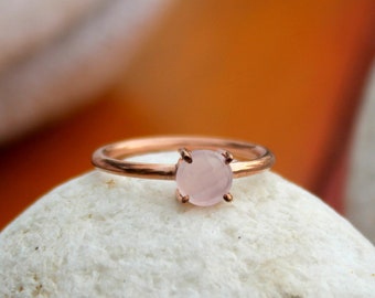 Natural Rose Quartz Ring - 925 Sterling Solid Silver - Rose Gold Plated - Birthstone Ring - April Birthstone Ring - Rose Quartz Jewelry