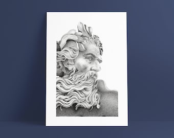 NEPTUNE - Print - Poster A4 - Pointillism - Mythology