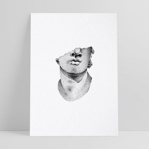 COLOSSUS – Glänzend schillernder grauer Druck – A5-Poster – Pointillismus