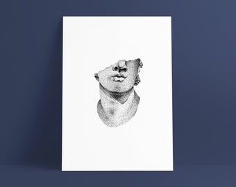 COLOSSUS - Print blanc - Affiche A5 - Pointillisme