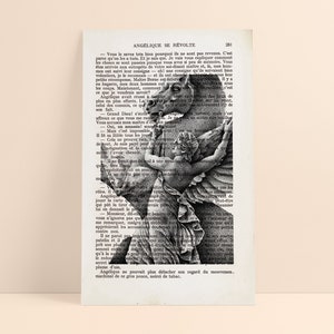 PEGASUS - Print on old book page - Numbered and limited edition - Pointillism artwork - Format 13x21.5