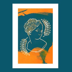 VENUS Sérigraphie Orange et vert Affiche 11x16 Mythologie image 5