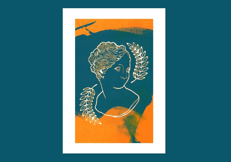 VENUS Sérigraphie Orange et vert Affiche 11x16 Mythologie image 5