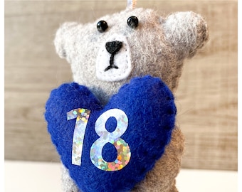 Handmade Teddy Hanging |Birthday Gift | Nursery Decoration |Animal Ornament | Home Decor | Sweet 16 | 18th | Birthday Tag | Plush Bear