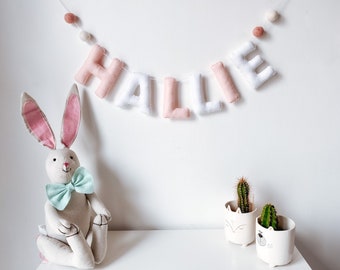 Cute Name Banner | Name Garland | Blush Pink and White Décor | Blush and White Décor | Star Bunting | Gender Neutral Baby | Baby Shower Gift